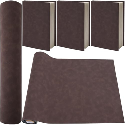 CRASPIRE Tela de Tela para Libros de 51 x 11.8 Pulgada Superficie de Tela de Cuero de Gamuza Base No Tejida Marrón Oscuro para Libros Encuadernación Protector Cubierta de Libro A4-A8 álbum