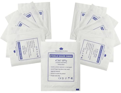 50 Pcs 10cm X 10cm Sterile Gauze Swabs, Sterile Dressings Cotton Gauze Household Supplies for Home Outdoor