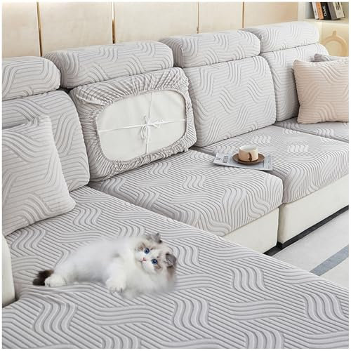 NNSMUN Sofa Überzug Sofaschoner Sofabezug 1 2 3 4 Sitzer, Sofa Bezug Stretch Sofa Cover Überwurf Universal Couch überzug, Ecksofa für L Form Couchbezug (Hellgrau,Chaise Sitz)