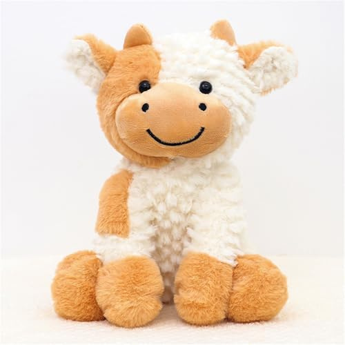 Champracer Kuscheltier Kuh - Niedliches PlüSchkuh-Spielzeug, Flauschiger Stofftier Zum Spielen, Schwarz-WeißEs Lächeln PlüSch Kuh Sitzend Braun (Braun, #A-22 cm)