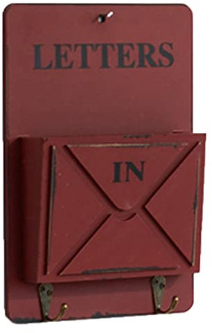 Generisch Briefkästen zur Wandmontage, amerikanischer Vintage-Briefkasten, Organizer für Briefe und Zeitungen, Wanddekoration für den Garten im Freien, altes Lagerregal aus Holz (Farbe: Rot)