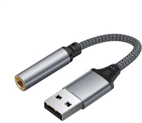 Adaptador USB Jack, Adaptador de Audio USB Jack 3,5 mm - Cable Jack Tarjeta de Sonido Estéreo | Convertidor Estéreo Cable Audio para Cascos, PC, Ordenador Portátil, Computadora de Escritorio