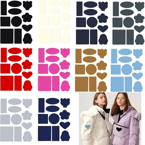 10 Blatt Flicken selbstklebend Stoff, 110 Stück Nylon-Reparaturflicken für Daunenjacken, Zelt, Wasserdichte Repair Patches für Down Jacket, Rucksack, Skihosen & Outdoor-Textilien
