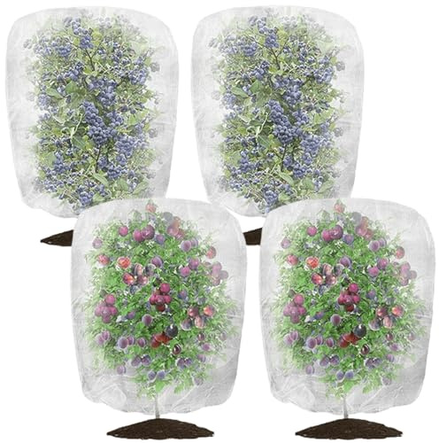 Red de protección para plantas, 4 unidades, 1 x 1,5 m, red de protección contra insectos, red de jardín, red de protección de malla fina con cordón, red para plantas, verduras, flores