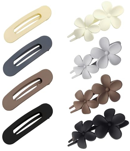 Lot de 8 Pinces à Cheveux Plates Dames,épingles à Cheveux Mates Antidérapantes en Forme Canard Dents Intérieures,Pinces Françaises pour de Coiffure Clairsemés épais (Couleur)