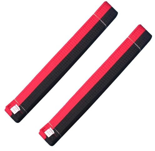 WAZUBC Taekwondo-Ranking-Gürtel, Polyester, für Kampfsportarten, farbige Rangliste, Kunstgürtel, Abstufungsgürtel für Trainer, Lehrübungen, 2 Stück, Rot / Schwarz