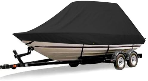 Bootsteppich 18-28ft 210D Jumbo Cruiser Bootsabdeckung Heavy-Duty Marine Wasser Sonnenschutz UV-Schutz Fisch-Ski VHull Liegeplatzabdeckung Yachtabdeckung(26-28FT)
