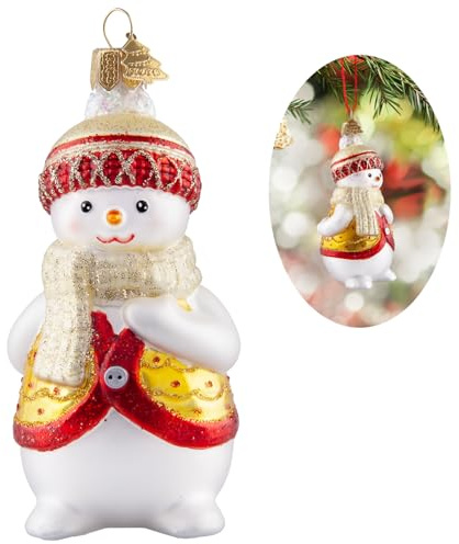 Hzyc Snowman Christmas Ornament,Hand-Blown Glass Christmas Tree Decoration | Yellow Snowman Collection Figurine,Hanging Glass Ornament for Snowman Lovers Holiday Party Home Gifts