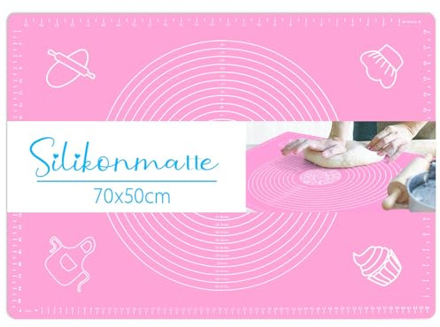 Silikonmatte 70x50cm, Bastelunterlage Kinder, Rutschfeste Knetunterlage Malunterlage Platzset Tischunterlage für Kinder Basteln, Epoxidharz Handwerk (Rosa)