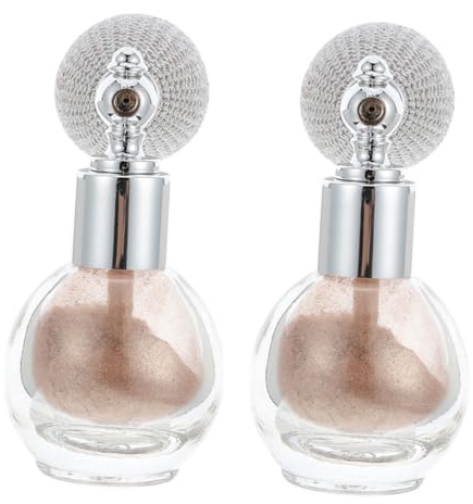 DECORNIJIA 2piezas Spray de Purpurina para Cabello y Cuerpo Polvo Brillante, Efecto Iluminador y Resaltador, Envases de Vidrio y Plástico para Mujeres en Navidad