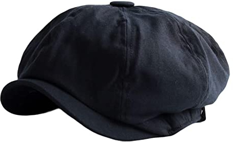 rockible Berretto Da Strillone Traspirante Da Uomo Copricapo Casual con Visiera Cappello Piatto Ottagonale Retrò Cappello Da Cabbie per Le Vacanze Autunnali, nero M