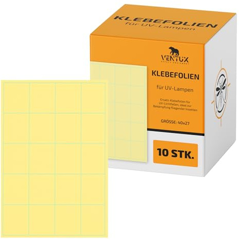 general merchandising Klebefolien für UV-Lampen, 40 x 27 cm, 10 Stück, Ersatz für fliegende Insektenfalle, Klebefläche, langlebig, einfach anzubringen
