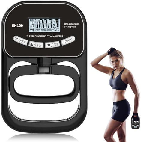 Powermètre numérique portatif, 180 kg, dynamomètre manuel avec câble de charge USB, intelligent et sensible, entraînement de force de préhension électronique, grand écran LED (encre)