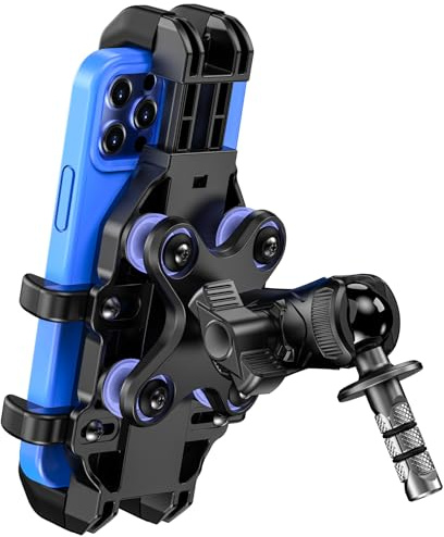 VAZESWIN Motorcycle Fork Stem Phone Mount [Vibration Dampener] [Anti-Shake] One-Handed Operation Motorcycle Cell Phone Holder, Fit 12mm-25.4mm Diameter Fork Stem Tube, for 5.4-7.2 Smartphone