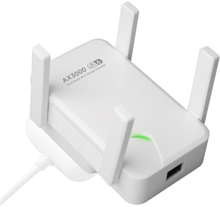 Fangxuee Repetidor WiFi AX3000 de Banda Dual de 2,4 GHz/5 GHz, Extensor WiFi Inalámbrico, Amplificador de Señal WiFi, Punto de Acceso Inalámbrico, Enchufe de la UE