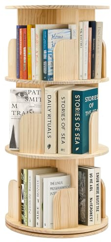 Youyijia 3-stöckiges, drehbares Bücherregal (360°) – Freistehend für Büro | 3-stöckiges, um 360° drehbares Bücherregal für platzsparende und leicht zugängliche Aufbewahrung. Ideal für Bücher