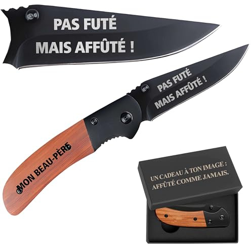 Planetee Couteau Mon Beau-Père Pas futé, Affûté | Canif | Couteau pliant | Travail Départ Retraite | Boîte de rangement | Idée Cadeau Noël Papa Anniversaire