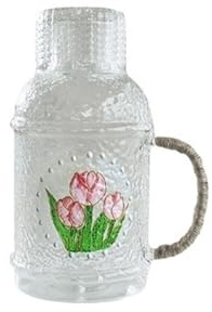 Brocche Caraffa in vetro for acqua da 2200 ml con coperchio Bollitore in resistente al calore una tazza for tè freddo caldo e succo Caraffe da Tavola Brocche