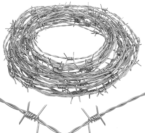 Decoración de alambre de púas oxidado, 40 m galvanizado, 1,8 mm, peso de 4 puntos, ideal para manualidades, vallas y disuasión de criaturas, decoración rústica vintage del hogar