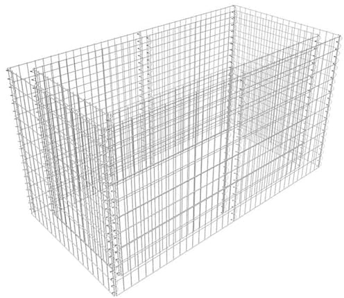 Gabion Jardinière surélevée en acier galvanisé, 180 x 90 x 100 cm, argenté, durable et résistant aux intempéries pour jardin, terrasse ou balcon, idéal pour la culture des légumes et des fleurs