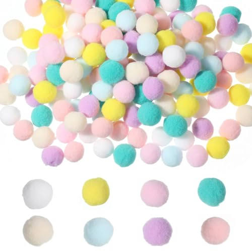 200 Stück Pompons zum Basteln 2 cm Bunte Filzkugeln Mini Bommel für Weihnachten DIY Kreativen Handwerk Dekorationen