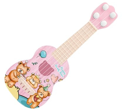 Naroote Giocattolo per Chitarra Ukulele per Bambini, Mini Strumento Musicale per Bambini a 4 Corde per Cartoni Animati, Strumento con Angoli Arrotondati per l'apprendimento Educativo dei (Modello