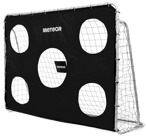 meteor Fußballtor 240 x 170 x 80 cm mit Torwand und Netz - 2 in 1 Trainingstor für Kinder Garten Vereinstraining Schusstraining drinnen und draußen mit Stahlrahmen Zielscheibe und Bodenankern