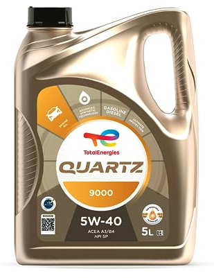 TotalEnergies Quartz 9000 5W40 Engine Oil ACEA A3/B4, API SN/CF Age-Resistance Technology Advanced Synthetic Motor Oil Lubricant - 5L