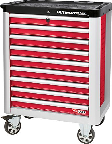 KS Tools 886.0009 ULTIMATEline Werkstattwagen,mit 9 Schubladen,rot/silber