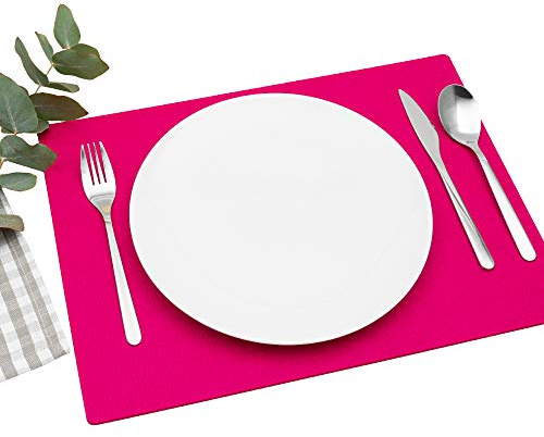 FILU Platzsets aus Filz 4er-Pack Pink eckig (Farbe und Form wählbar) 30 x 41 cm – Tischset für drinnen und draußen Deko für Esstisch im Wohnzimmer, Gartentisch/Balkontisch