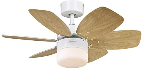 Westinghouse Lighting Deckenventilator, E27, Ausführung in Weiß mit Wendeflügeln in hellem Ahorn/weiß, 7242440
