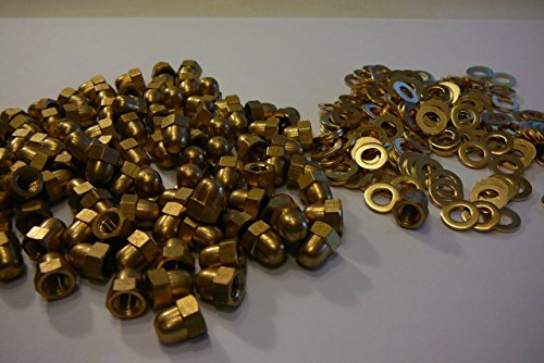 M5 SOLID BRASS HEXAGON DOME NUTS WITH FREE M5 BRASS WASHERS 12/25 OR 50 PACKS (50)