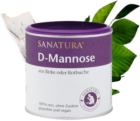 Sanatura D-Mannose – 75 g – pflanzlicher Einfachzucker aus der Natur – aus Birke oder Rotbuche – leicht süßlicher Geschmack – vegan und glutenfrei