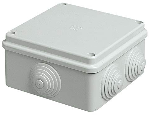 MASTER. Boîte de dérivation étanche IP55 en ABS gris Ral 7035 avec trous passe-câble 10 x 10 cm, 100 x 100 cm, résistance mécanique 6J, à visser, traditionnelle, avec borniers et rail DIN inclus