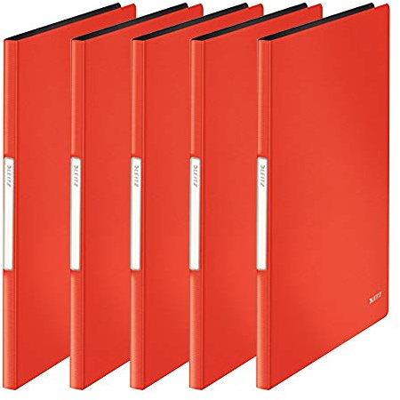 Leitz Solid Sichtbuch PP, A4, 20 Hüllen (Hellrot, 20 Hüllen | 5er Pack)
