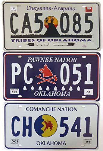 OPO 10 - Lot de 3 PLAQUES D' IMMATRICULATION de Voiture USA en métal - répliques de Vraies plaques américaines Oklahoma