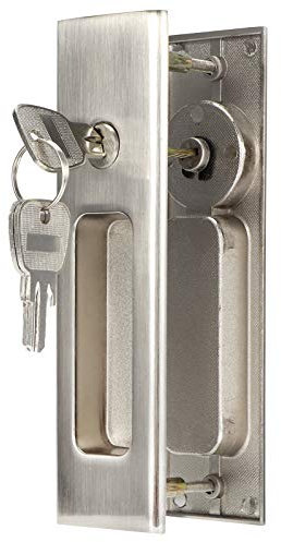 Set di Serrature per Porte scorrevoli Set di Serrature per Porte in Lega di Zinco Kit di Maniglie per Serrature per Porte da Balcone(Argento Spazzolato)