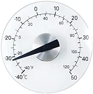 DollaTek -40 bis +50°C Fensterthermometer Wasserdichter Temperatur Thermometer Außen Acryl Fenster Temperaturanzeige Runder Außenthermometer zum Kleben white