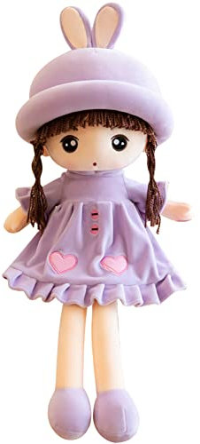 Herbests Weiche Stoffpuppe Babypuppe mit Haaren Schöne Puppe Plüsch Stofftier Püppchen Doll Spielzeug Weihnachten Gefüllte Plüschtier Puppen Kuschelpuppe Baby Kinder Mädchen Geschenkpuppe 50cm,Lila