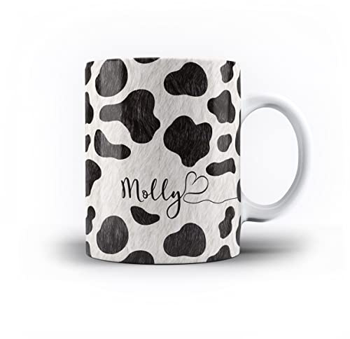 iCaseDesigner Personalised Animal Print Mug with Name and Heart. 11oz Ceramic Mug. 7. Cow Print