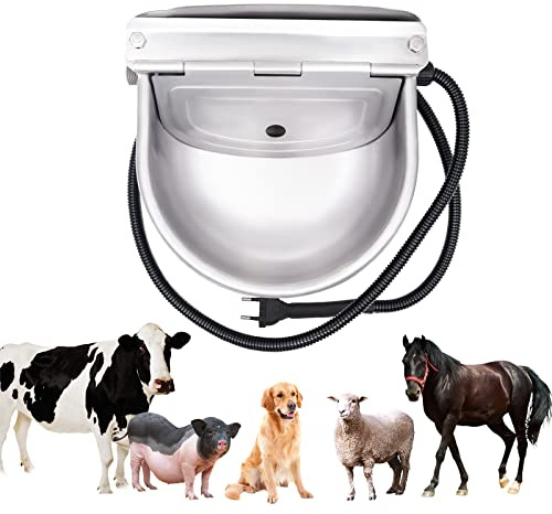 Svauoumu Beheizte Tränken, 220V, PferdeträNke Beheizbar, Automatische TräNken mit Einstellbarem Schwimmerventil, TräNkebecken Pferd Frostsicher, für Rinder, Pferde, Ziegen, HundeträNken