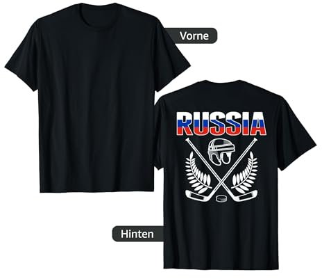 Russland Eishockey Fans Trikot Russische Flagge Puck Hockeyschläger T-Shirt
