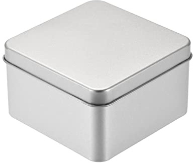 sourcing map Metalldosen mit Deckel, 1 Stk. Kleine Blechdose 9 x 9 x 5.5 cm Metalldose für Süßigkeiten und kleinen Gegenständen - Silber