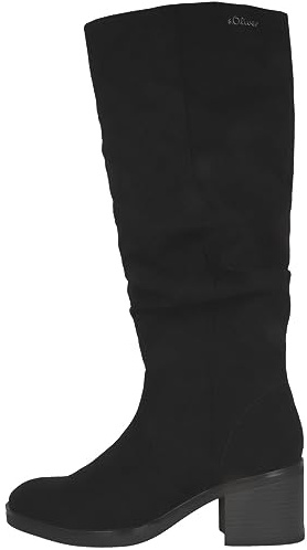 s.Oliver Damen Hohe Stiefel mit Absatz Blockabsatz mit Reißverschluss, Schwarz (Black), 38 EU