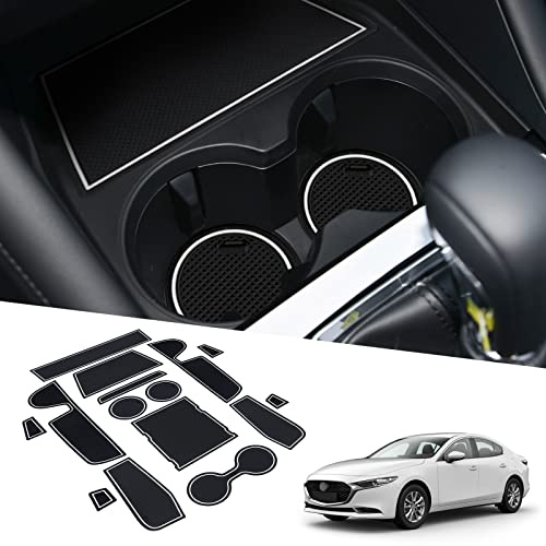 BIXUAN Mazda3 compatibile con Mazda 3 Axela 2019-2023 2024 2025 Tappetini Antiscivolo per Console Centrale Braccioli Tappetini in Gomma Supporto per Bevande Antiscivolo Cuciture per Porta, 16 pezzi