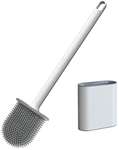 PAIDASHU WC-Bürste, aus Silikon, mit Wandhalterung, mit langem rutschfestem Griff, Trocknung, professionelle Tiefenreinigung für das Badezimmer (weiß)