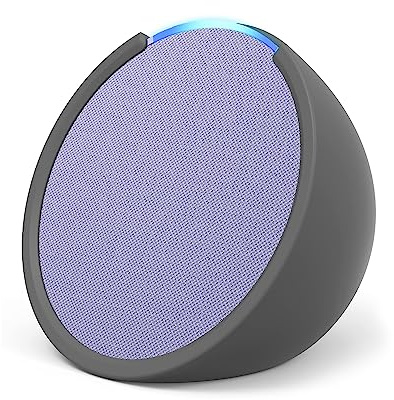 Echo Pop | Kompakter und smarter Bluetooth-Lautsprecher mit vollem Klang und Alexa | Lavendel + „Made for Amazon“: Sleeve für Echo Pop (2023er Version), Grau