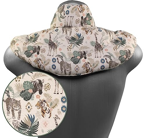 Coussin de nuque bio avec col montant Animaux sauvages - Coussin aux grains d´épeautre bio - Confortable coussin thermique 2 en 1 pour la nuque Chaud/Froid
