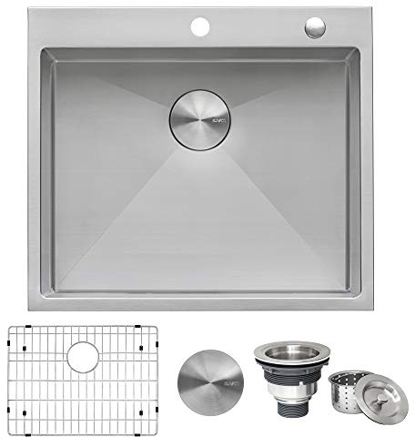 Ruvati 24 x 20 inch Drop-in 16 Gauge Stainless Steel Rounded Corners Topmount Kitchen Sink Single Bowl - RVH8014