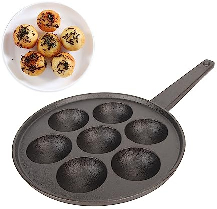 Tissting Takoyaki Panna, grillpanna, 7 hål, 5,5 cm, hål, nonstick gjutjärn, bläckpanna, stekpanna för elektrisk induktionsspis, gasspis